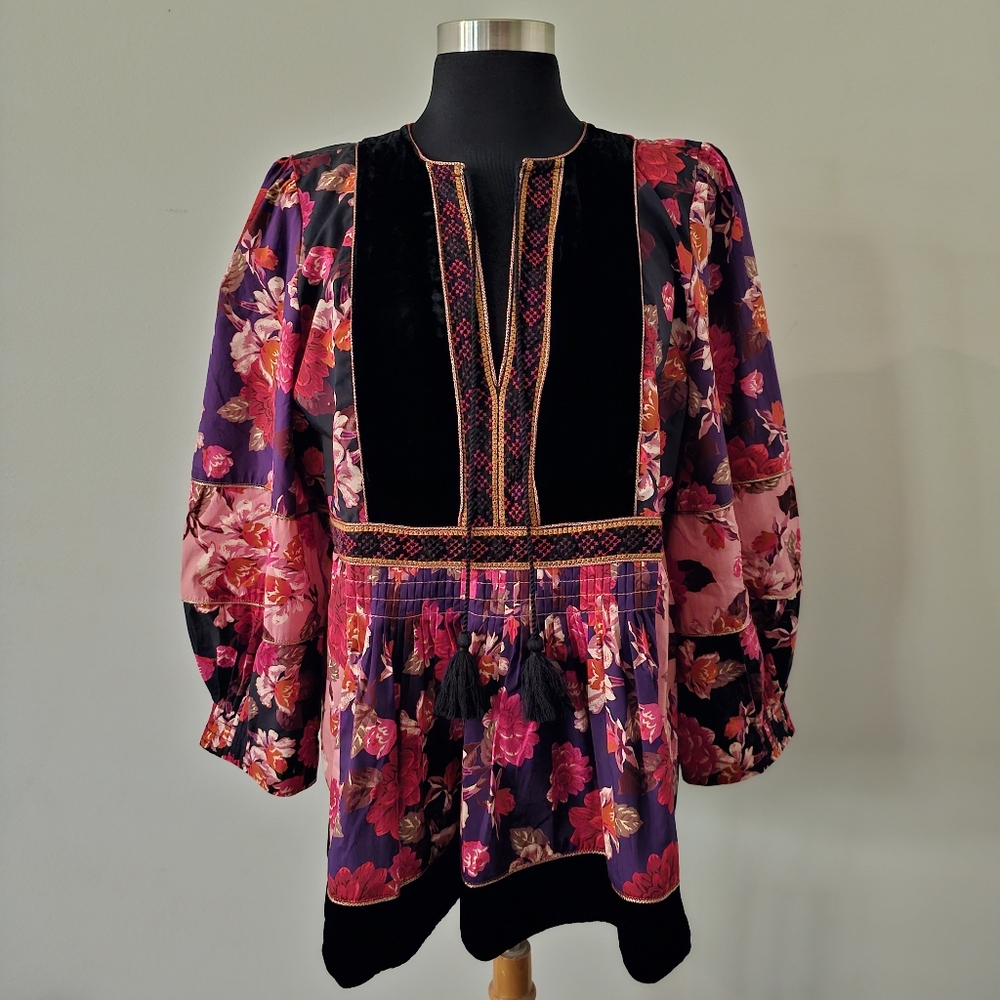 Johnny Was Jade Kimmy Peasant Top